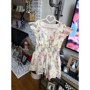Gap x LoveShackFancy Kids Floral Flutter Sleeve Mini Dress girls small